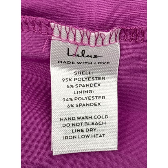 Lulus Renlee Fuchsia Pink Purple Satin Halter Pleated Mini Dress Size S - Picture 12 of 13